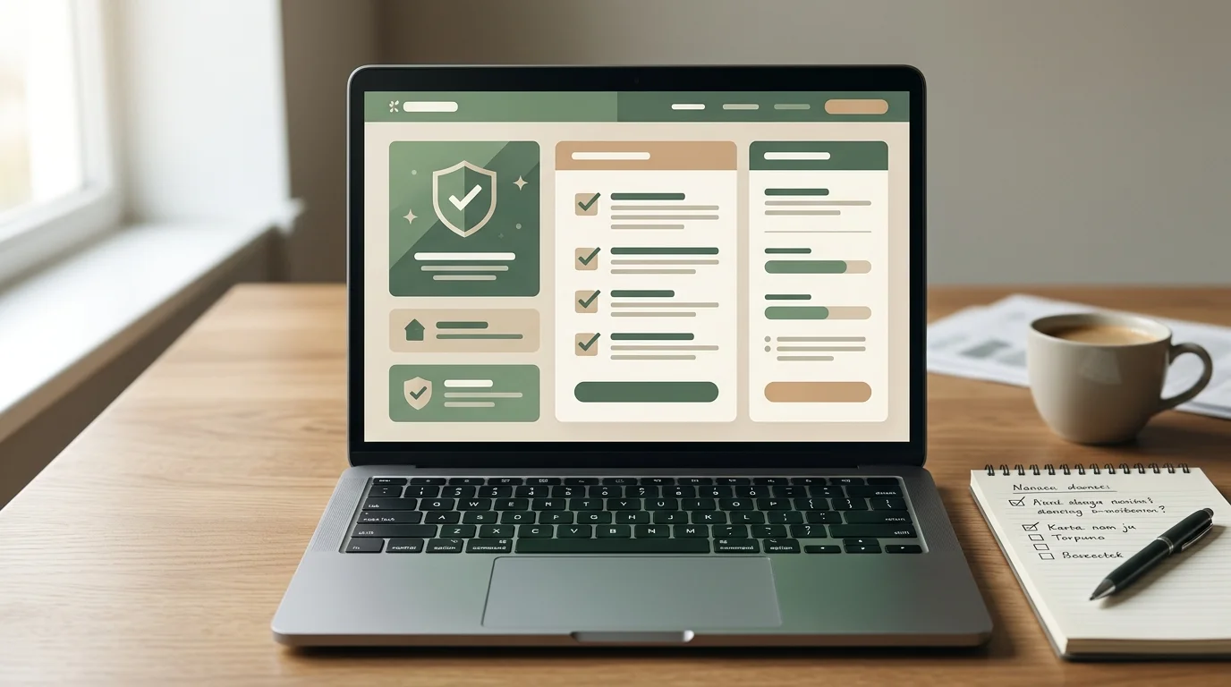 Laptop met een eenvoudige controlelijst voor vergunning en goksitegegevens